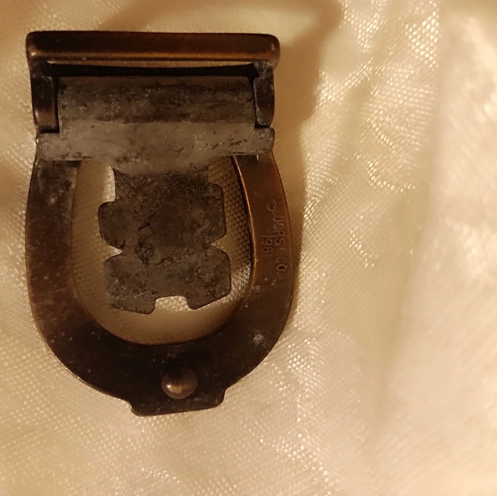 Vintage brass N horseshoe small mens belt buckle